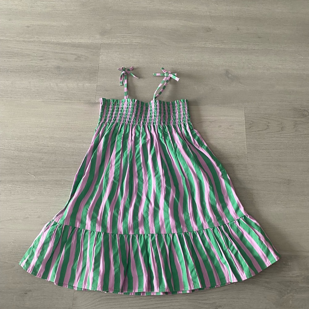 H&M Pink and Green Striped Smocked Sundress for Girls
